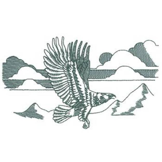 Picture of Large Eagle Scene Machine Embroidery Design