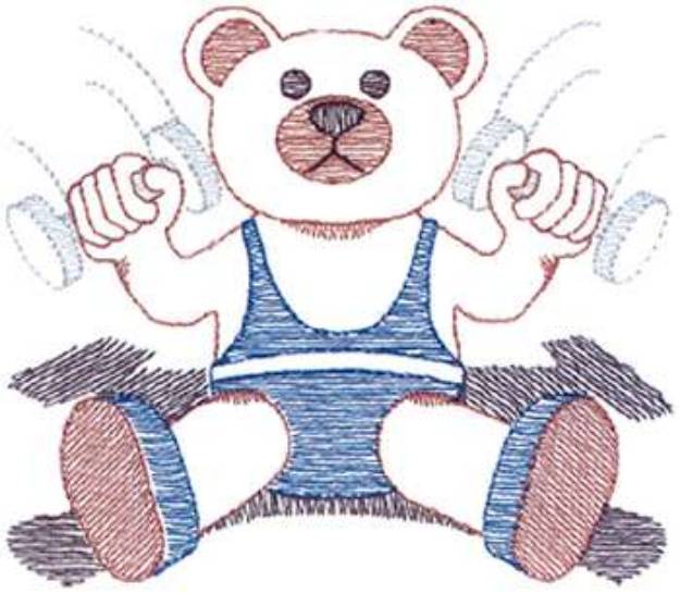 Picture of Large Workout Bear Machine Embroidery Design