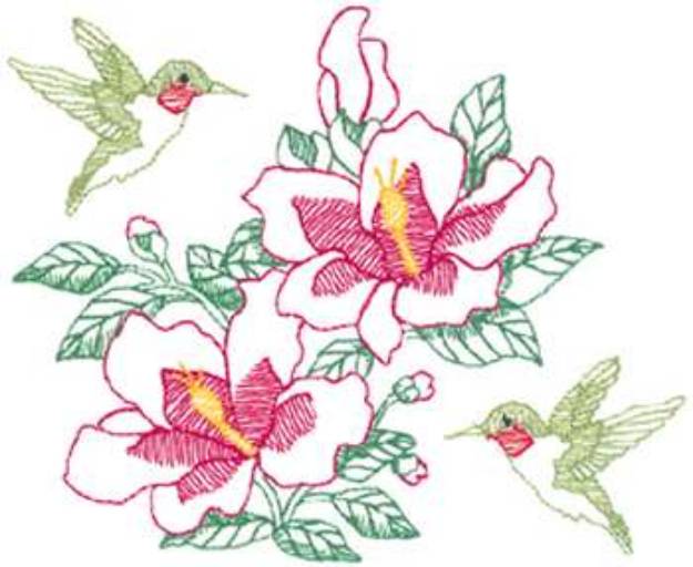 Picture of Large Hummingbirds Machine Embroidery Design