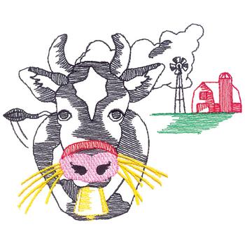 Large Cow And Barn Machine Embroidery Design