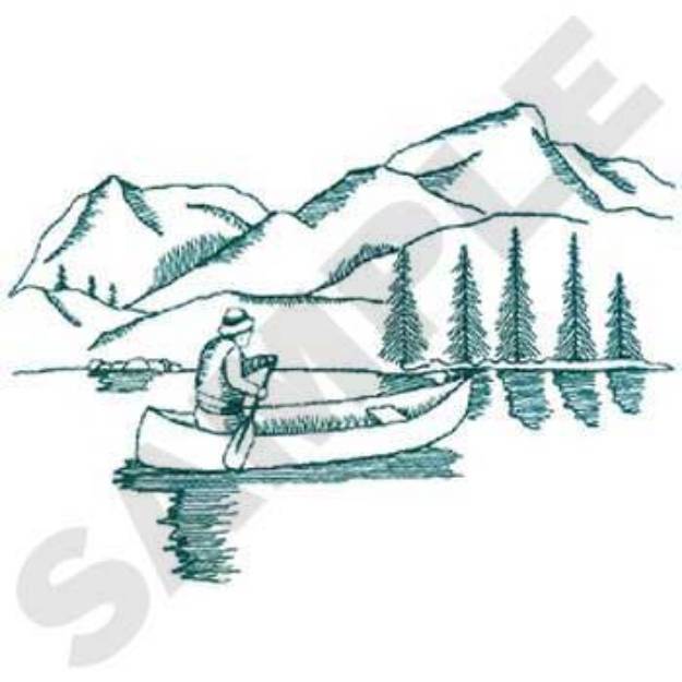 Picture of Large Canoe Scene Machine Embroidery Design