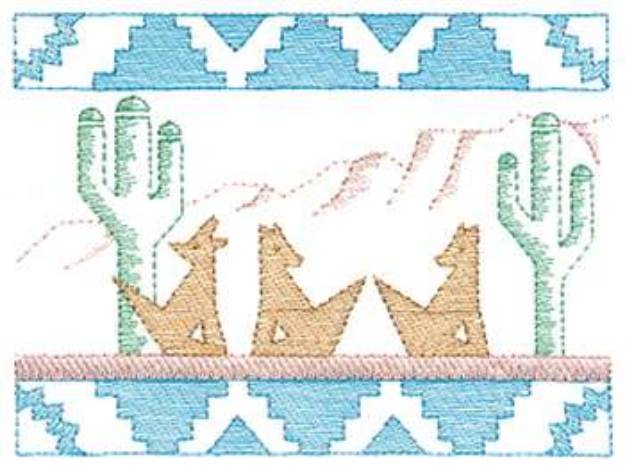 Picture of Large Coyote Scene Machine Embroidery Design
