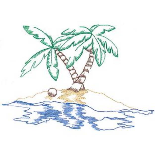 Picture of Large Palm Tree Scene Machine Embroidery Design