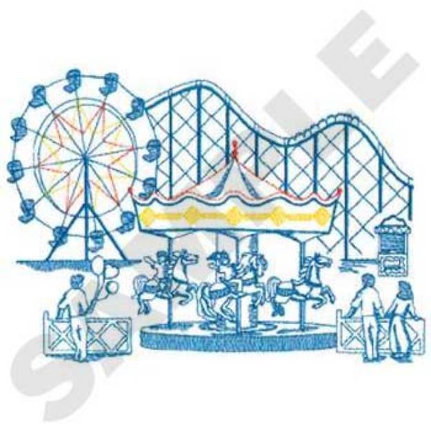 Picture of Large Carousel Scene Machine Embroidery Design