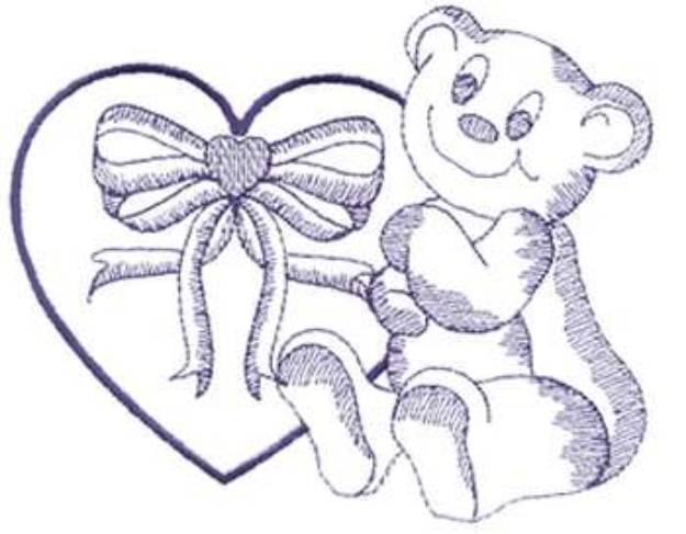 Picture of Large Bear With Heart Machine Embroidery Design