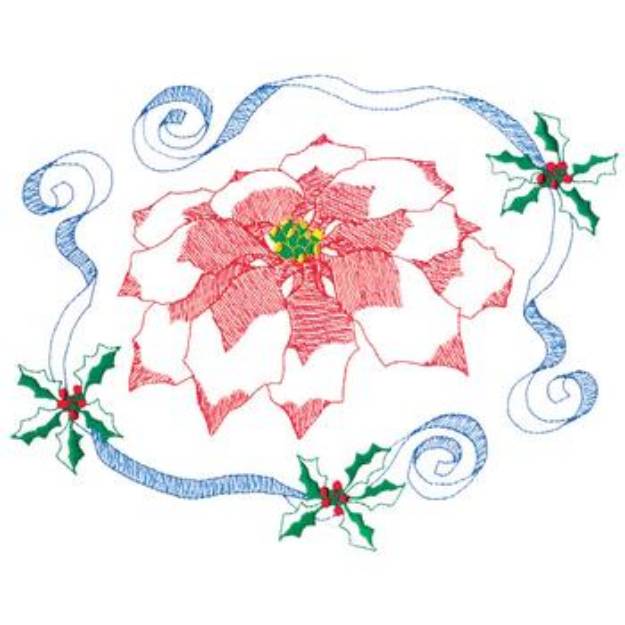 Picture of Large Poinsettia Machine Embroidery Design
