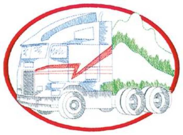Picture of Large Semi Truck Scene Machine Embroidery Design