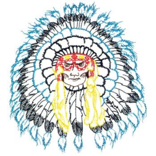 Picture of Large War Bonnet Machine Embroidery Design
