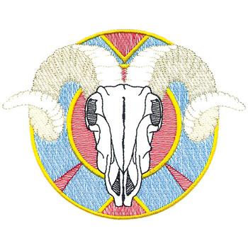 Large Ram Skull Machine Embroidery Design
