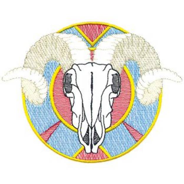 Picture of Large Ram Skull Machine Embroidery Design