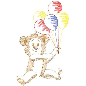 Large Bear & Balloons Machine Embroidery Design