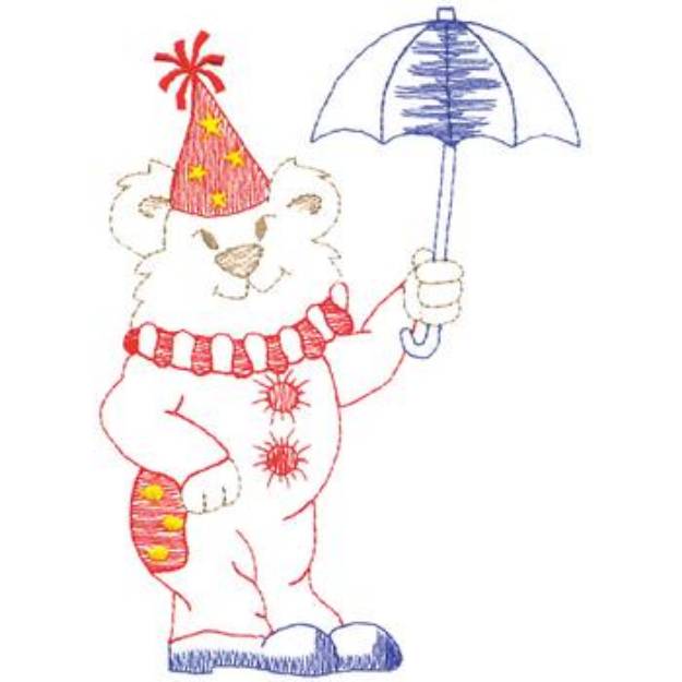 Picture of Large Bear & Umbrella Machine Embroidery Design