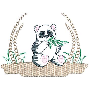 Large Panda Scene Machine Embroidery Design