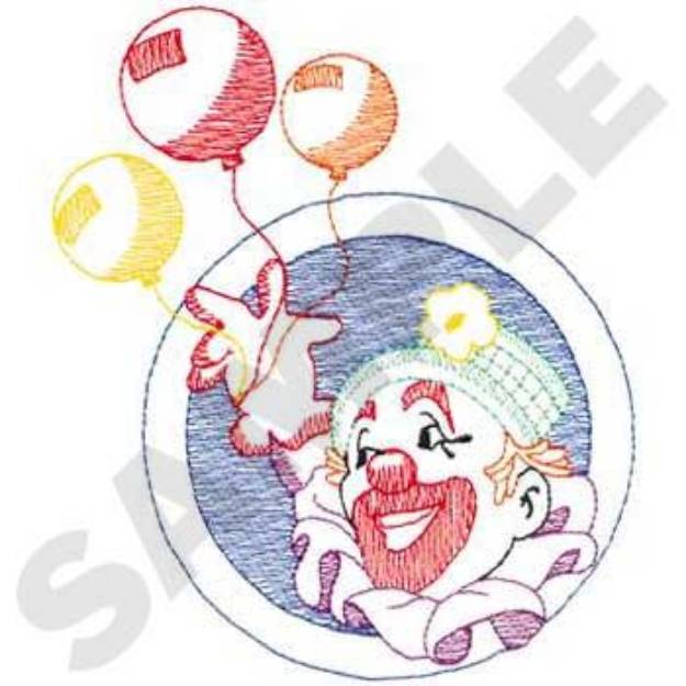Picture of Large Clown & Balloons Machine Embroidery Design