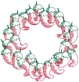 Lg. Chili Wreath Machine Embroidery Design