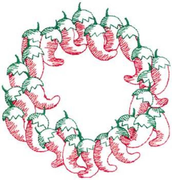 Picture of Lg. Chili Wreath Machine Embroidery Design