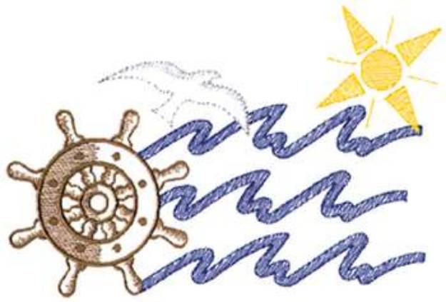 Picture of Large Ships Wheel Machine Embroidery Design