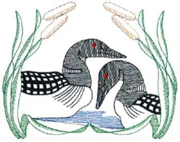 Picture of Large Loon Scene Machine Embroidery Design