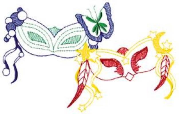 Picture of Large Mardi Gras Masks Machine Embroidery Design