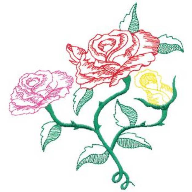 Picture of Large Roses Machine Embroidery Design