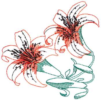 Large Tiger Lilies Machine Embroidery Design
