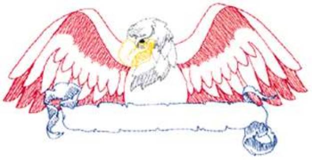 Picture of Large Eagle &  Banner Machine Embroidery Design