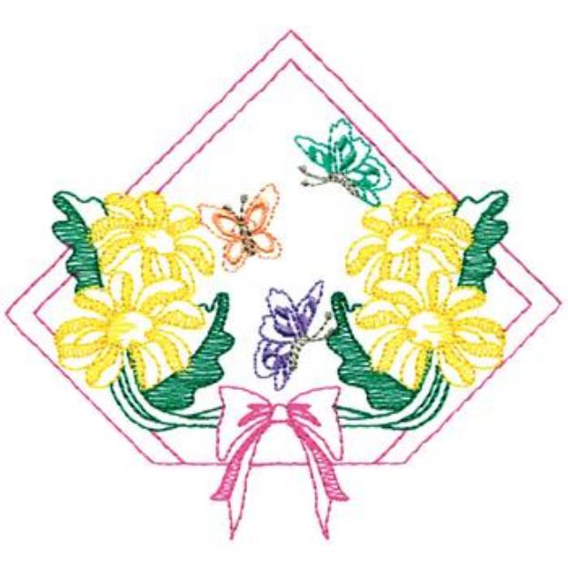 Picture of Large Flower Scene Machine Embroidery Design
