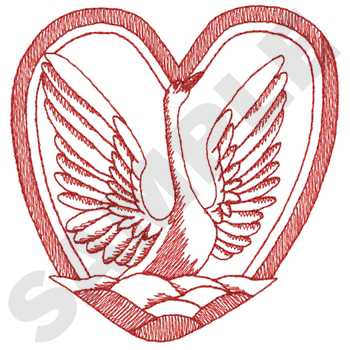 Small Swan & Heart Machine Embroidery Design