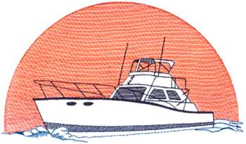 Small Yacht Scene Machine Embroidery Design