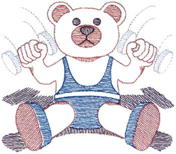 Small Workout Bear Machine Embroidery Design