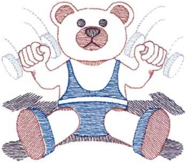 Picture of Small Workout Bear Machine Embroidery Design