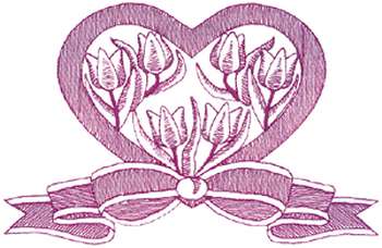 Heart With Tulip Machine Embroidery Design