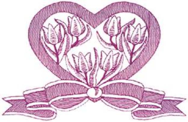 Picture of Heart With Tulip Machine Embroidery Design