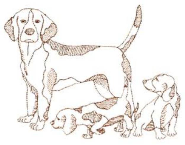 Picture of Small Beagle Scene Machine Embroidery Design