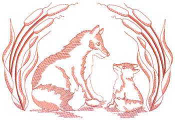 Small Fox Scene Machine Embroidery Design