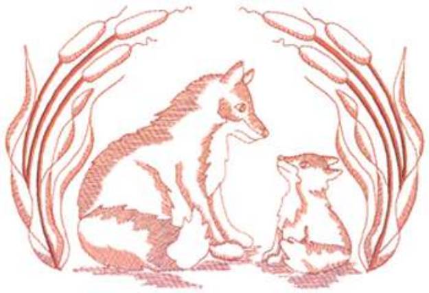 Picture of Small Fox Scene Machine Embroidery Design