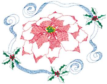 Small Poinsettia Machine Embroidery Design
