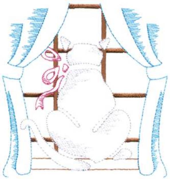 Picture of Small Cat In Window Machine Embroidery Design