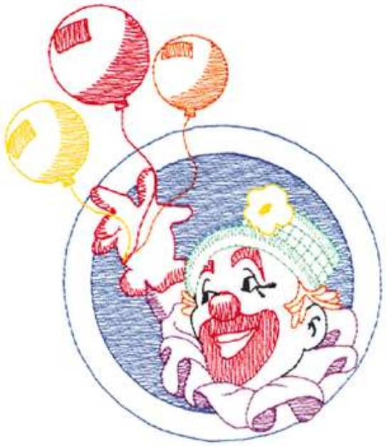 Picture of Small Clown & Balloons Machine Embroidery Design