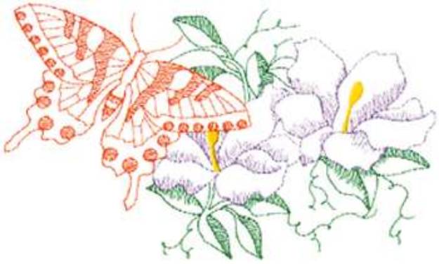 Picture of Small Butterfly Scene Machine Embroidery Design