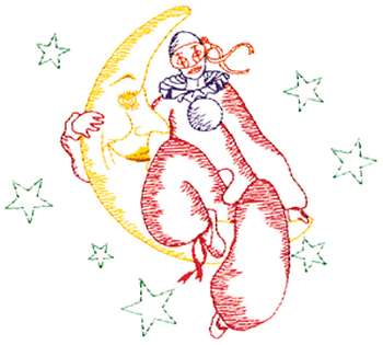 Small Lady & Moon Machine Embroidery Design