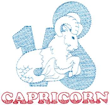 Small Capricorn Machine Embroidery Design