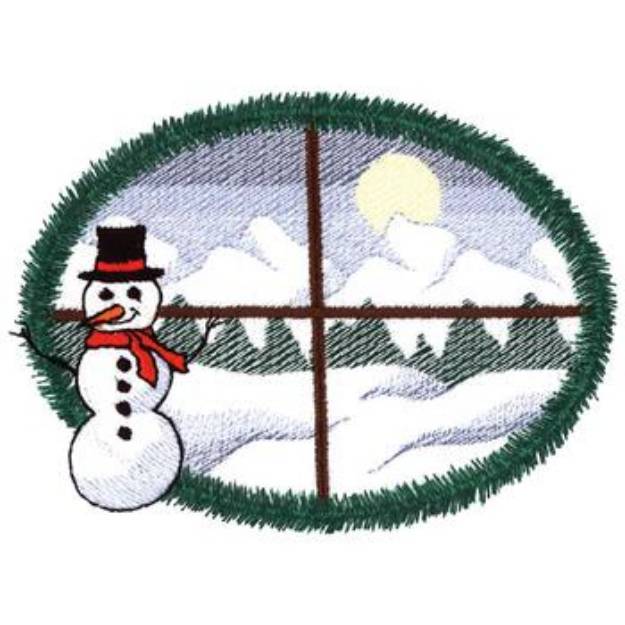 Picture of Christmas Scene & Snowman Machine Embroidery Design