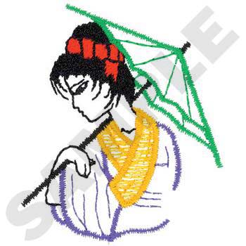 Girl With Umbrella Machine Embroidery Design