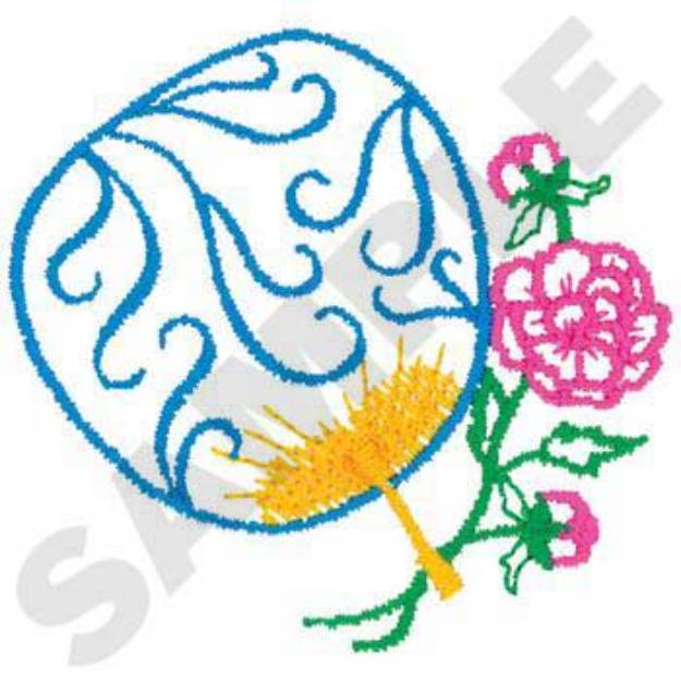 Picture of Fan & Flowers Machine Embroidery Design
