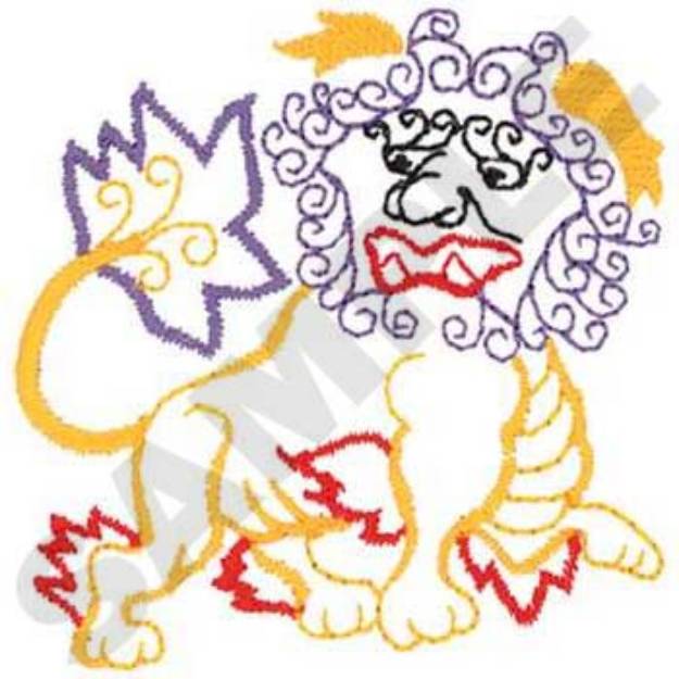 Picture of Oriental Lion-dog Machine Embroidery Design