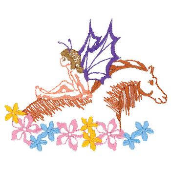 Pixie On A Horse Machine Embroidery Design