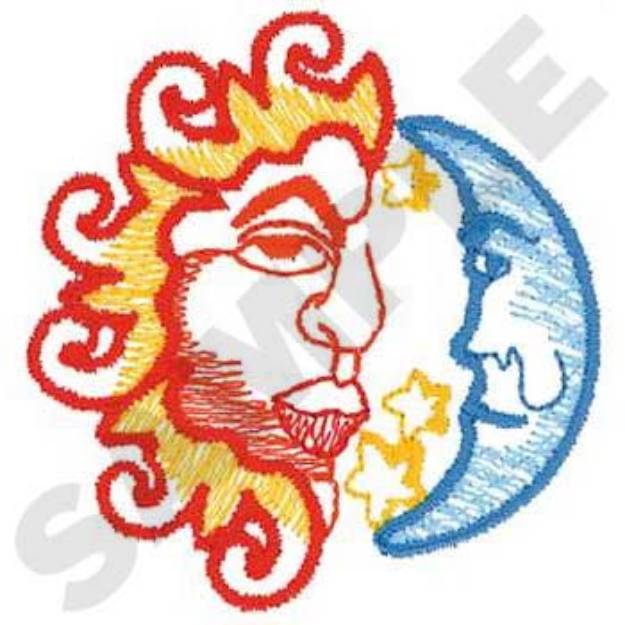 Picture of Sun Moon & Stars Machine Embroidery Design