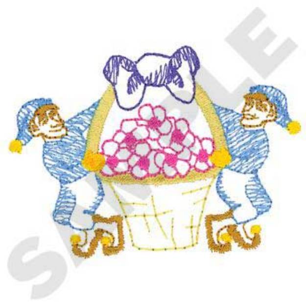 Picture of Elves With A Basket Machine Embroidery Design