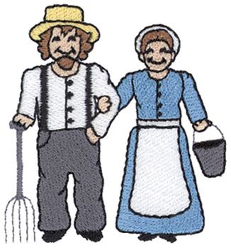 Amish Couple Machine Embroidery Design